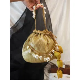 Soho Boho Studio Women Gold Embellished Goldust Charm Potlid Bag-picture-9