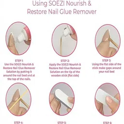SOEZI Short Oval Application Kit With Nail Buffer, Cuticle Sticks & Nail Glue - Violet image 3