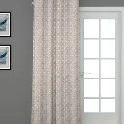 HOUZZCODE Brown & White Black Out Long Door Curtain-57