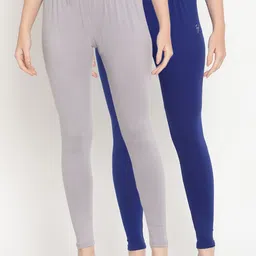 TAG 7 Pack of 2 Grey & Navy Blue Ankle Length Leggings-image-67