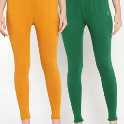TAG 7 Pack of 2 Mustard & Green Ankle Length Leggings-image-56