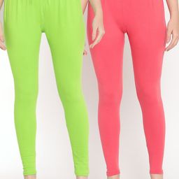 TAG 7 Pack of 2 Lime Green & Pink Ankle Length Leggings-image-59
