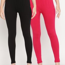 TAG 7 Women Pack Of 2 Solid Comfort Fit Ankle-Length Leggings-picture-26