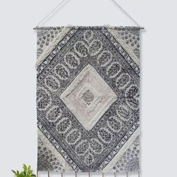 Art Avenue Ramp White & Black Block Printed Embossed  Cotton Rectangular Wall Hanging-image-74