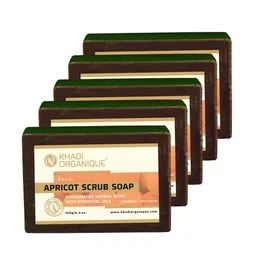 Khadi Organique Set of 5 Apricot Scrub Handmade Soap with Essential Oils 125 g (Each)-0