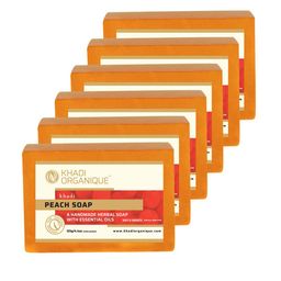 Khadi Organique Set of 6 Peach Handmade Soap with Essential Oils 125 g (Each)-75