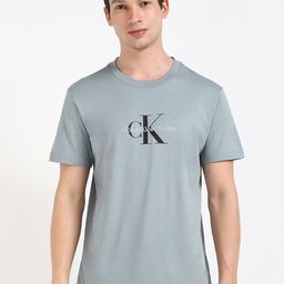 Calvin Klein Jeans Men Typography Printed Round Neck Cotton T-shirt-image-93