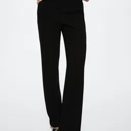 MANGO Women Black Straight Fit Sustainable Trousers-picture-24