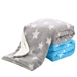 OyO Baby Blue & Grey 2 Pieces Geometric Fleece AC Room 350 GSM Single Bed Blankets-image-110