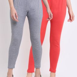 TAG 7 Women Set Of 2 Solid Ankle Length Leggings-image-23