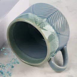 ARAVALII Green & Blue 6 Pcs Textured Glossy Ceramic Cups 220 ml-22