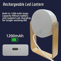 STYLO SWAG || 4-in-1 Foldable Table Lamp, USB Rechargeable LED Light, Wooden Handle Portable Lantern Light and Flashlight, Touch Control Dimmable 3 Level Brightness Night Light for Bedroom image 3