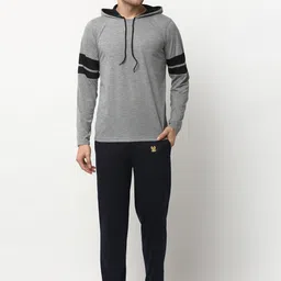 VIMAL JONNEY Men Grey & Black Solid Night Suit D10_NVY_T_12_MLG_02-image-89