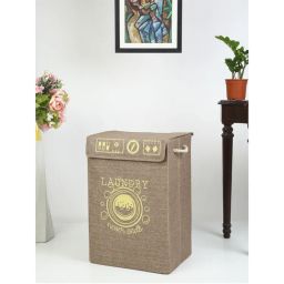 HOSTA HOMES Jute Cotton Printed Foldable Laundry Bag-picture-17