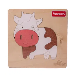 Funskool Unisex Kids Ekoplay Happy Cow Wooden Puzzle For Ages 3+-1
