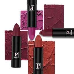PERPAA Set Of 4 Matte Lipstick Cherry Top 52-Red Castle 55-Rose Garden 58-Maroon Magic96-6