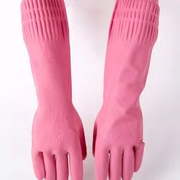 RBGIIT Pink 2 Pieces Textured Anti Slip Cleaning Gloves-image-76