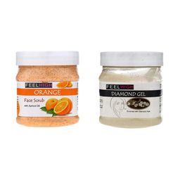 FEELHIGH Combo Of Orange Face Scrub & Diamond Face Gel - 500ml Each-12