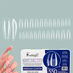 FEELHIGH 550Pcs Soft Gel Fake False Nails Tips Kit-10