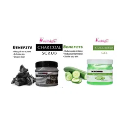 FEELHIGH Combo Of Activated Charcoal Face Scrub & Cucumber Face Gel - 500ml Each image 2