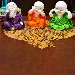 Perpetual Set Of 3 White & Green Laughing Baby Buddha Showpiece-image-64