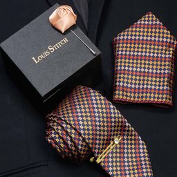 LOUIS STITCH Men Munsell Yellow Italian Silk Necktie Accessory Gift Set-image-52
