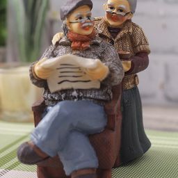 CraftVatika Brown & Grey Polyresin Romantic Love Couple Showpiece-24