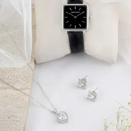 JOKER & WITCH Black & Silver-Toned Stone-Studded Watch Gift Set JWLS404-image-43