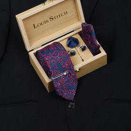LOUIS STITCH Printed Italian Silk Necktie Accessory Gift Set-picture-29