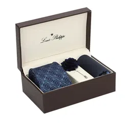 Louis Philippe Men Blue Printed Accessory Gift Set-52