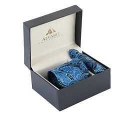 Alvaro Castagnino Men Blue & Black Printed Accessory Gift Set-image-37