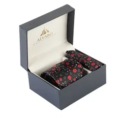 Alvaro Castagnino Men Black & Red Floral Printed Accessory Gift Set-picture-43