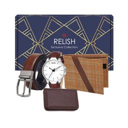 Relish Men Brown Solid Accessory Gift Set-image-68