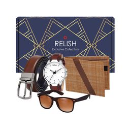 Relish Men Brown Solid Accessory Gift Set-image-69