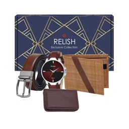 Relish Men Brown Solid Accessory Gift Set-picture-55
