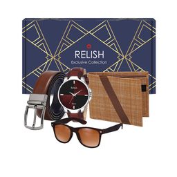 Relish Men Brown Solid Accessory Gift Set-image-67