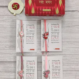 EL REGALO Pack of 4 Kids Pink Rakhi Gift Set-53