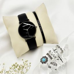 JOKER & WITCH Women Black & Silver Toned Watch Gift Set-image-61
