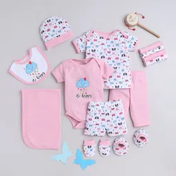 BUMZEE Infants Girls 13-Pcs Pure Cotton Baby Apparel Gift Set-image-96