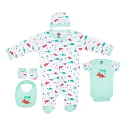 MeeMee Infants Kids Green & White Printed Baby Apparel Gift Set-picture-58