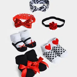 MiArcus Kids Pack Of 6 Patterned Ankle Length Socks & Elle Headband Set-54