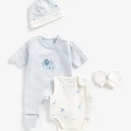 mothercare 4-Pcs Printed Pure Cotton Baby Apparel Gift Set-97