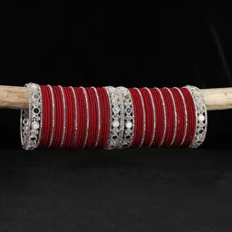 LAVAZZA Set Of 70 Mirror Work Crystal Studded & Plain Bangles image 1