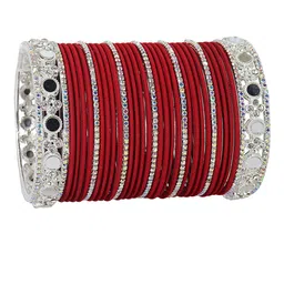 LAVAZZA Set Of 70 Mirror Work Crystal Studded & Plain Bangles image 3