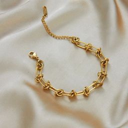 MYKI Women Gold-Plated Cubic Zirconia Link Bracelet-48