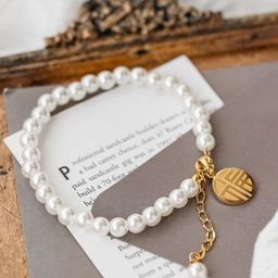 MYKI Artificial Beads Gold-Plated Link Bracelet-image-54