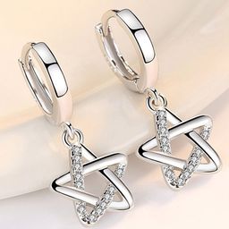 MYKI Silver-Toned Contemporary Drop Earrings-14
