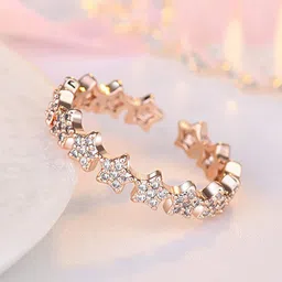MYKI Gold-Plated CZ Studded Star Finger Ring-5