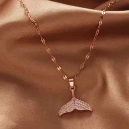 MYKI Rose Gold-Plated Fish Tail Shaped Pendant Chain-51