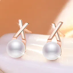 MYKI Rose Gold-Plated Contemporary Studs Earrings-7